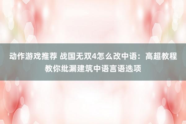 动作游戏推荐 战国无双4怎么改中语：高超教程教你纰漏建筑中语言语选项